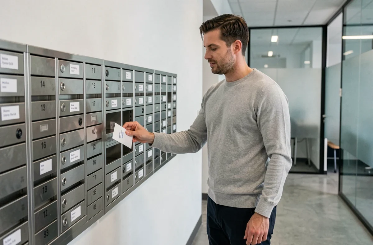 Entrepreneur récupérant son courrier dans un centre de domiciliation commerciale à Argenteuil