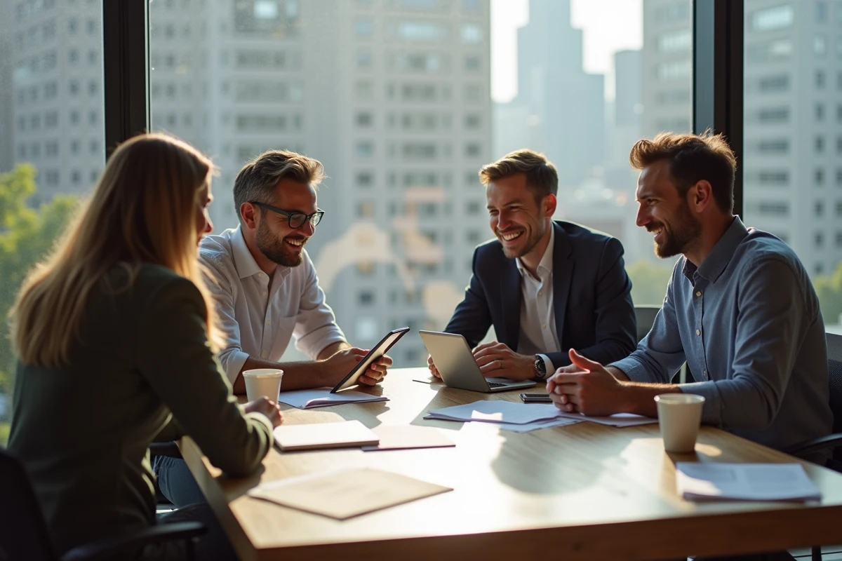 Groupe de professionnels divers en réunion de travail