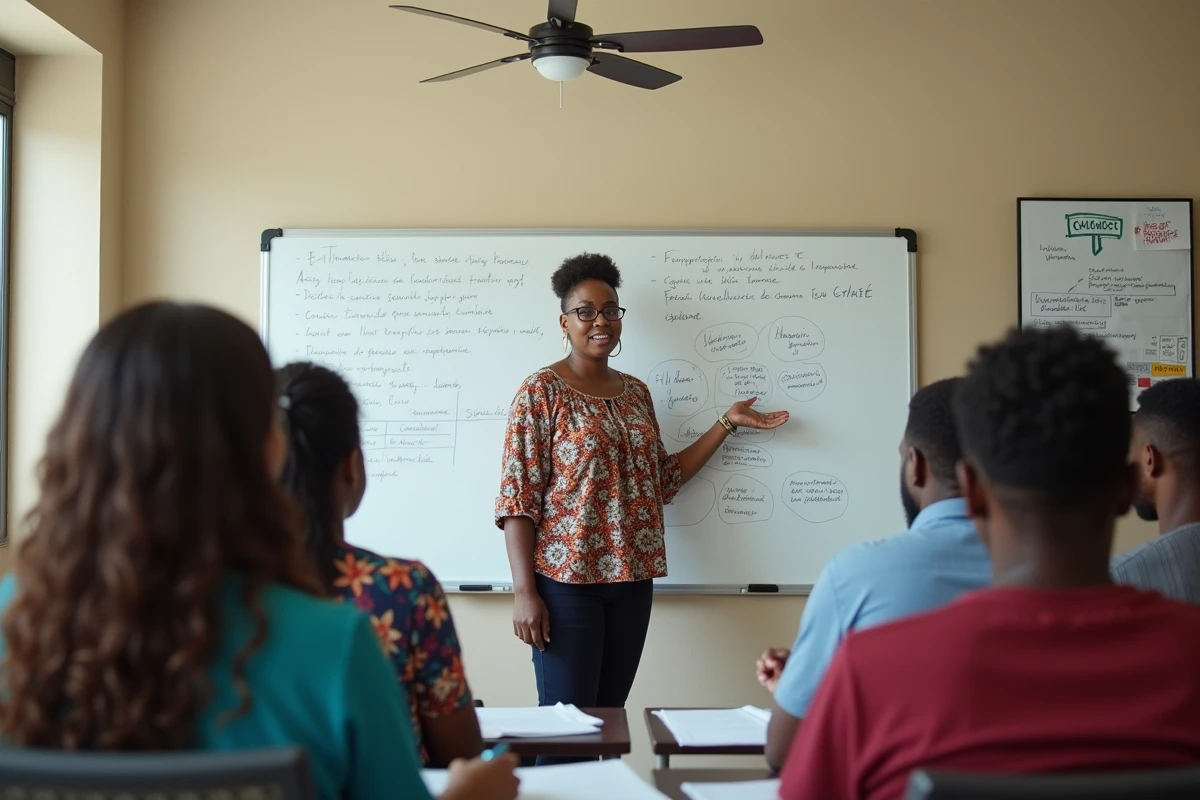 Formation entrepreneuriale animée par CDR Mayotte Business dans une salle de cours professionnelle à Mayotte