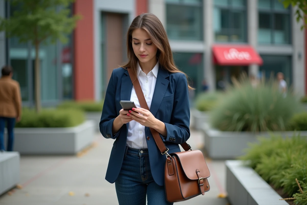 Jeune femme postière vérifiant son emploi du temps à l