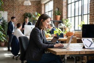 Jeune femme professionnelle dans un espace coworking à Dijon