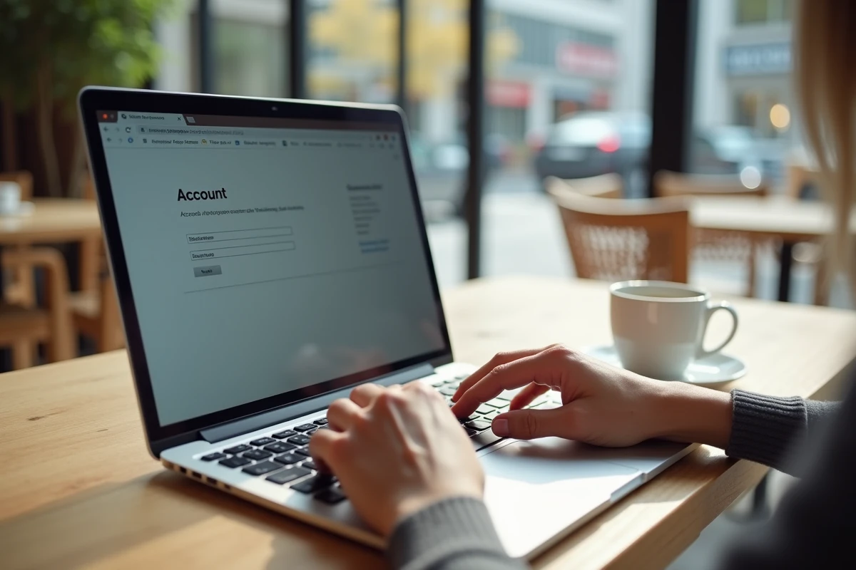 Mains tapant sur un ordinateur portable ouvert sur une page de paramètres de compte, évoquant la procédure de suppression ou de conservation d'un compte MyPeopleDoc