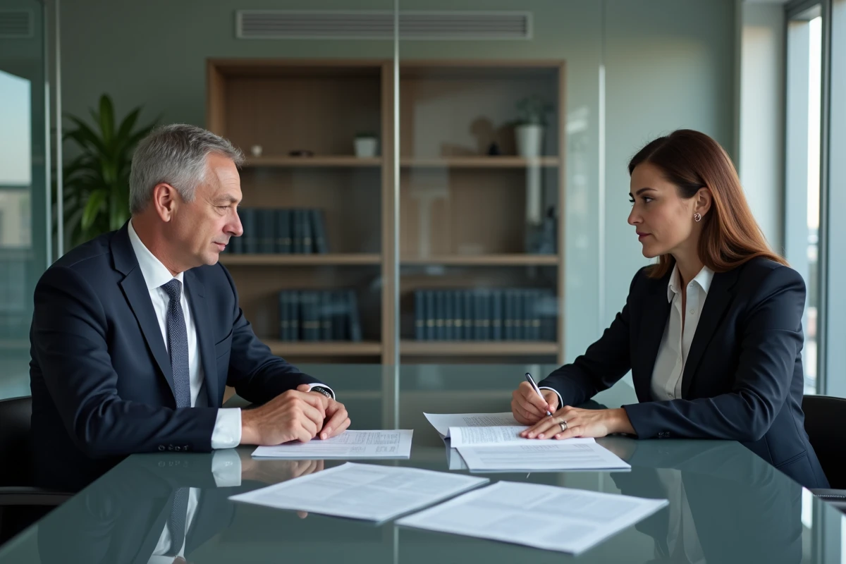 Deux professionnels en costume dans une réunion d'affaires