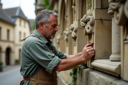 Artisan restaurant une sculpture sur un monument historique