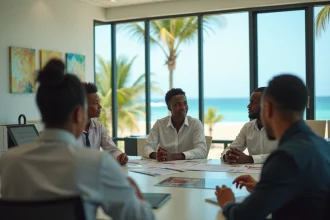 Réunion professionnelle de financement et d'accompagnement business à Mayotte entre entrepreneurs et conseillers de CDR Mayotte Business